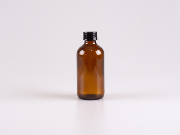 Braunglasflasche 250ml, mit Schraubverschluss schwarz